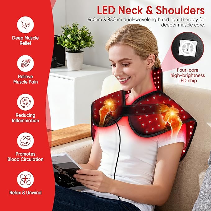 🔥 InfraRelax™ Red Light Therapy Neck & Shoulder Wrap – Deep Muscle Relief & Skin Revitalization (NOW ON A MAJOR EASTER SALE)