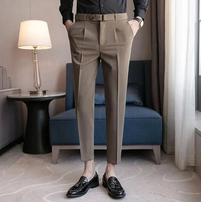 Tressed Trousers For Men Slim Fit White Blue Man Suits Pants Luxury Work Wear Classic Luxury Cheap Korean Style Clothes Formal