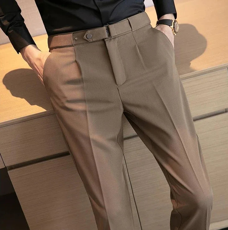 Tressed Trousers For Men Slim Fit White Blue Man Suits Pants Luxury Work Wear Classic Luxury Cheap Korean Style Clothes Formal